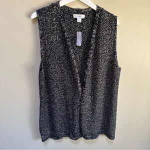 cj banks ~ new ~Blue + White Marled Open Front Vest Sleeveless Cardigan size 14W